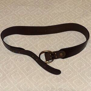 Fossil Brown Leather Belt with Brass Ring Buckle